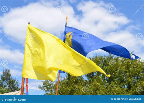 National Ukrainian Colors On Cossack Flags Stock Image Image Of