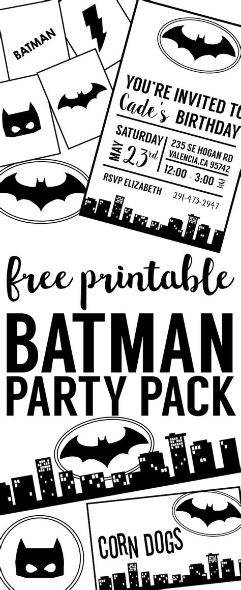 Free Batman Party Printables Diy Batman Birthday Party