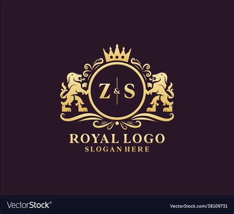 Initial Zs Letter Lion Royal Luxury Logo Template Vector Image