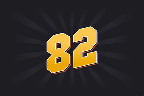 Number 82 Vector Font Alphabet Yellow 82 Number With Black Background