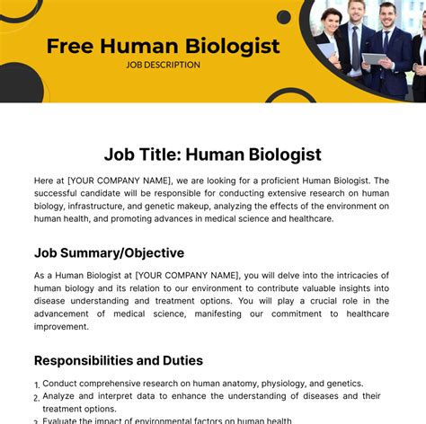 Free Human Biologist Job Description Template - Edit Online & Download ...