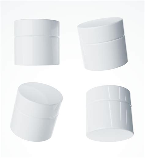 Premium Photo Four Different Views Of Glossy White Plastic Cream Jar