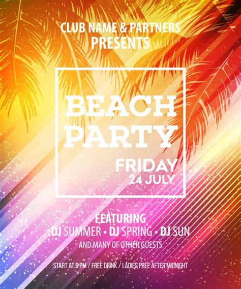 Summer Beach Party Vector Flyer Template Stock Vector Vik Y