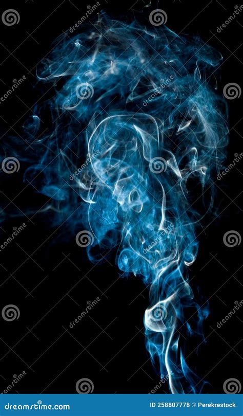 Thick Aquamarine Smoke Swirls And Rises Upward Stock Photo Image Of