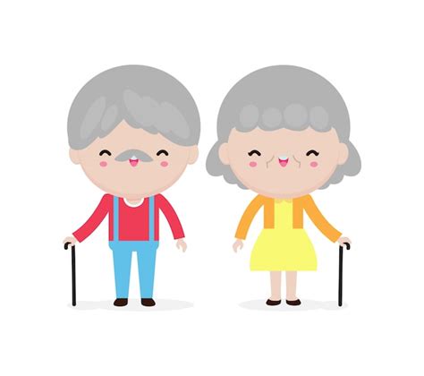 Premium Vector Illustration Cartoon Of Elderly Couple Standing And