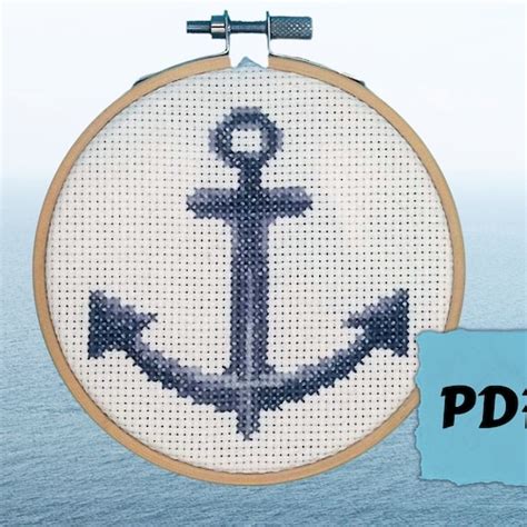 Anchor Cross Stitch Pattern Anchor Cross Stitch Nautical Etsy