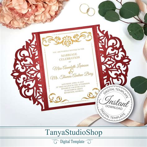 Gate Fold 5x7 Invitation Template SVG Ai CRD Etsy Invitation