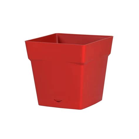 Pot carré toscane avec réserve d eau 3 4L 18x18cm Rouge Rubis EDA