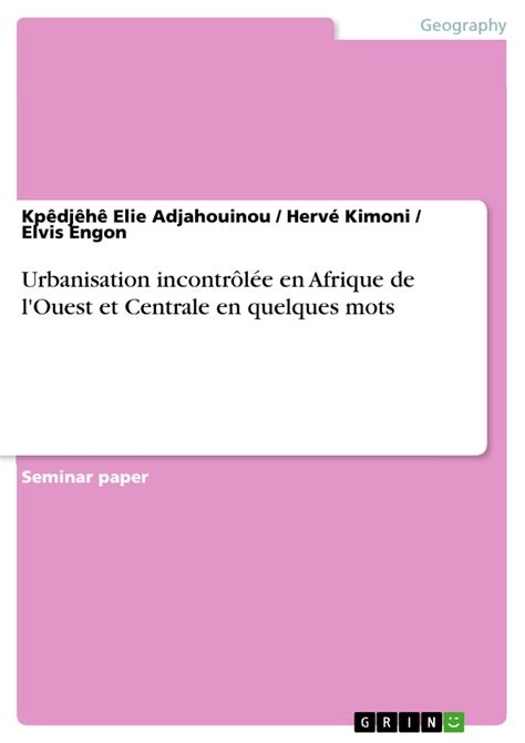 Les Cons Quences De L Urbanisation En Afrique Pdf