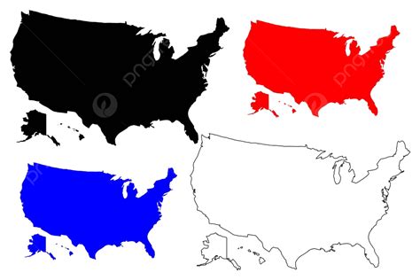 United States Of America Map Vector Flat Isolated Black Vector Flat