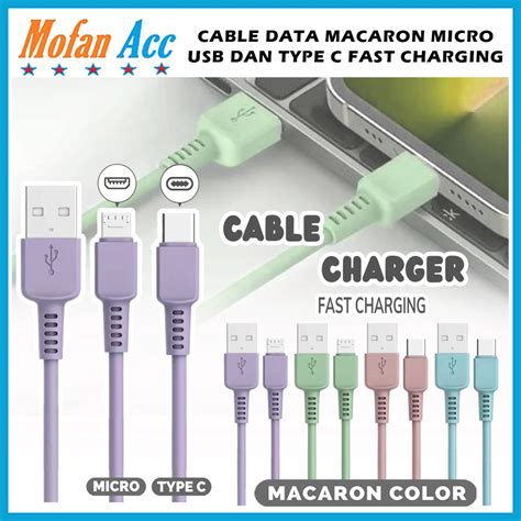 Jual Kabel Data Charger Macaron Micro USB Type C Cable Transmission