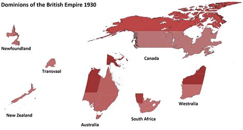 Dominions of the British Empire 1930. Part of the Springtime of Nations ...