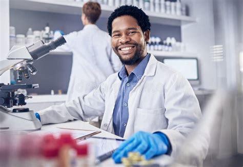 Portrait Scientist Or Black Man With Research In Laboratory Tablet Or