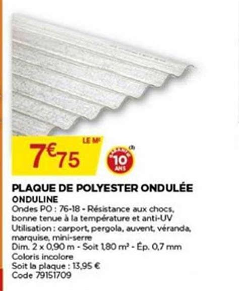 Offre Plaque De Polyester Ondulee Onduline Chez Bricomarche