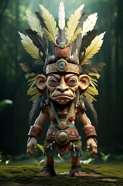 Personnage 3d De La Tribu Dayak De Dessin Animé Photo Premium