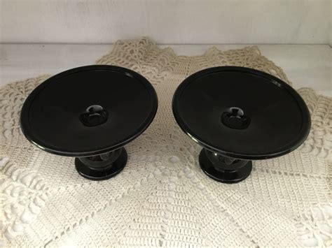 Vintage Early Black Amethyst Milk Glass Candlestick Holders Etsy