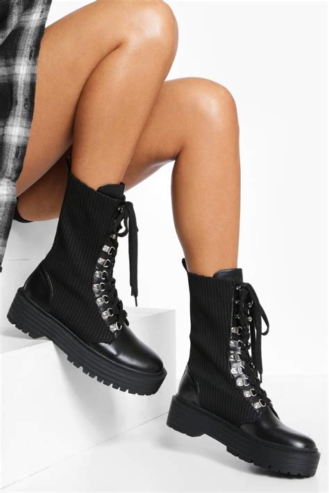 Chunky Boots Chunky Heel Boots Boohoo Uk