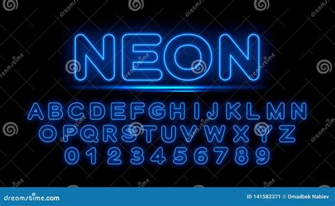 Blue Neon Letters Of The English Alphabet Stock Vector Illustration