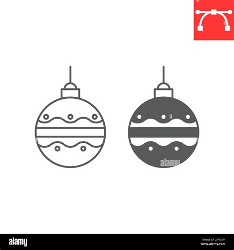 Weihnachtskugellinie Und Glyphen Symbol Neujahr Und Weihnachten