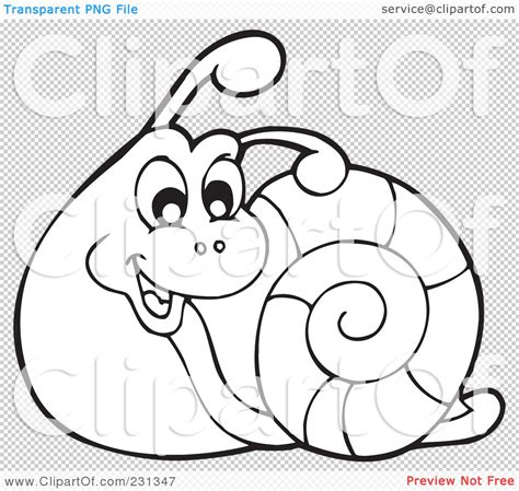 Royalty-Free (RF) Clipart Illustration of a Coloring Page Outline Of A Snail by visekart #231347