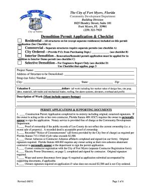 Fillable Online Demolition Permit Application Checklist Fax Email Print