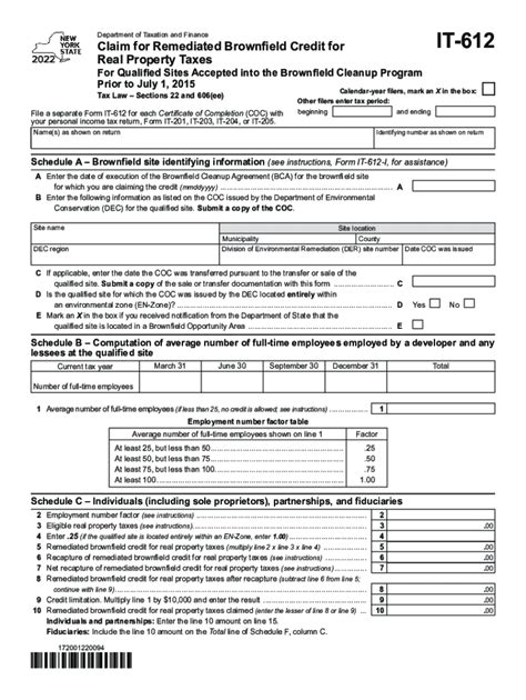 2022 Form NY DTF IT 612 Fill Online Printable Fillable Blank PdfFiller