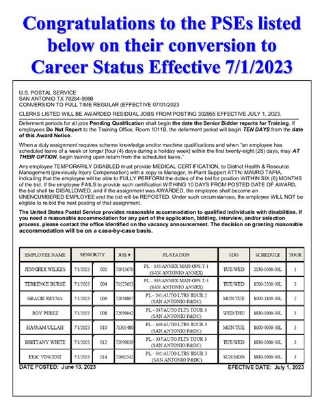 E-Flash - Congratulation to PSEs on Conversion to Career - APWU