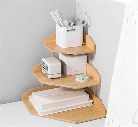 Tier Bamboo Wooden Corner Shelf Feelgift