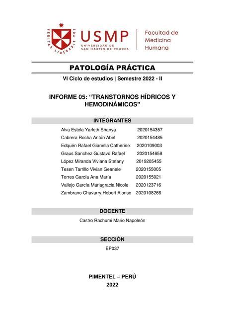 Informe Trastornos Hídricos y Hemodinámicos Tiroxina Med uDocz