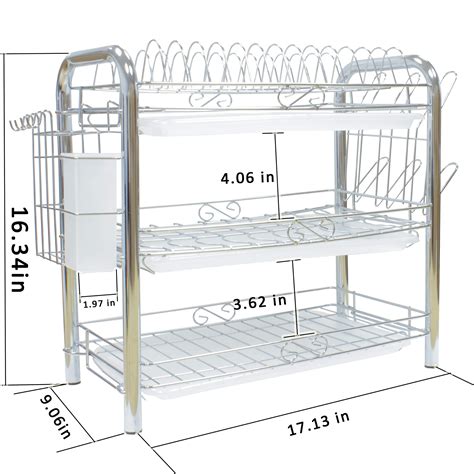 Dish Drying Rack 3 Tier Chrome Plating Dish Rack Stainless Steel