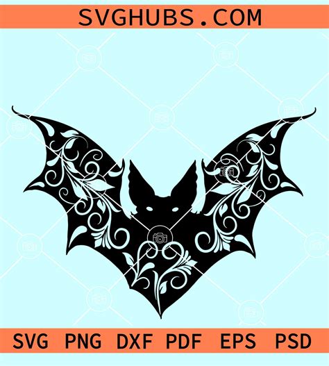 Floral Bat SVG Bat Mandala Svg Halloween Bat Svg Spooky Bat Svg Bat