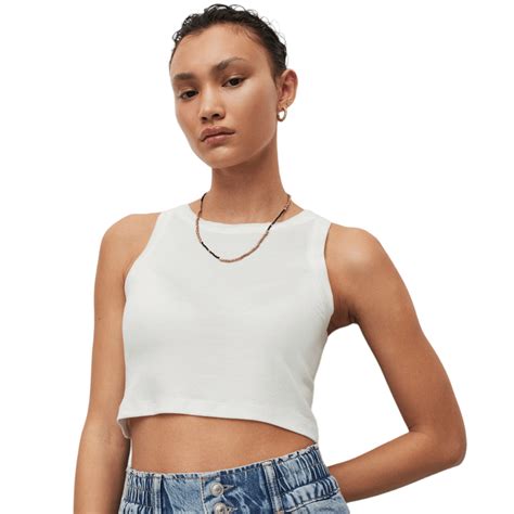 Allsaints Rina Cropped White Sleeveless Tank Top Jarrolds Norwich