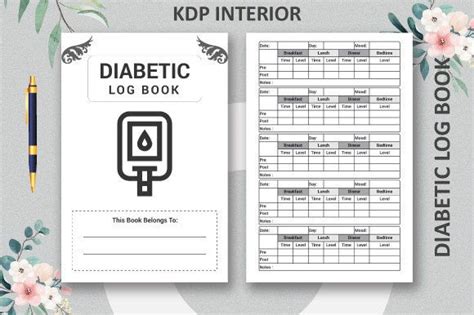 Diabetic Log Book Journal Interior Kdp Graphic By Tayefpro Creative