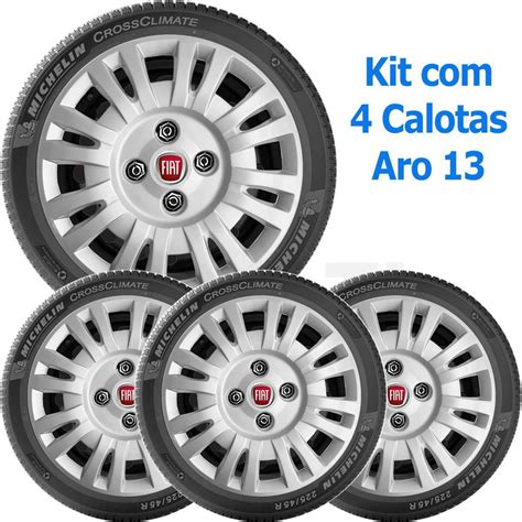 Kit 4 Calota Fiat Uno Palio Siena Aro 13 Emblema 054Cb No Shoptime