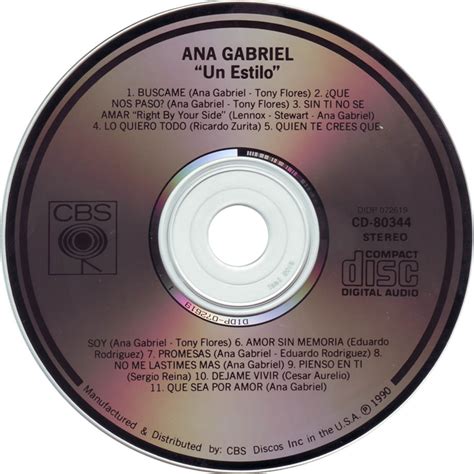 Car Tula Cd De Ana Gabriel Un Estilo Portada