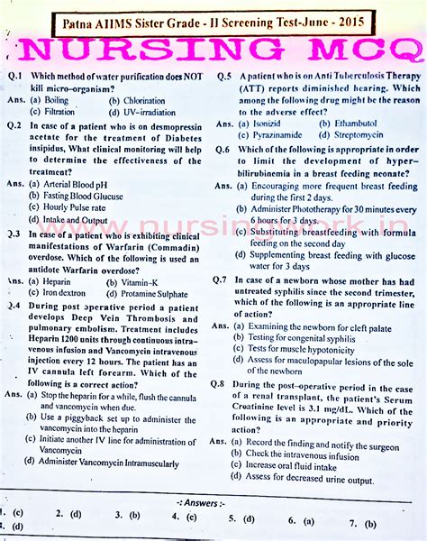 Basic Nursing Skills Test Questions And Answers Fillable Onl