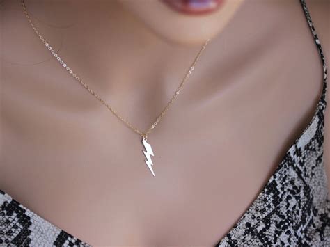 Lightning Bolt Necklace In Sterling Silver 14k Gold Fill Etsy