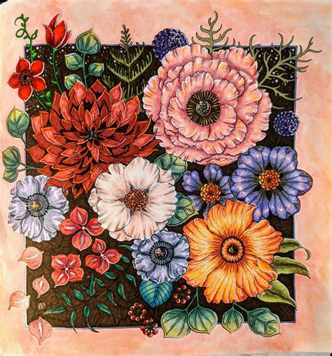 World Of Flowers Coloring Book Johanna Basford Colored By Wendy Joanna Basford Coloring