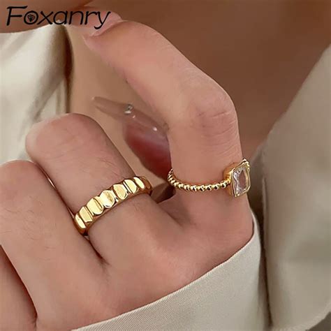 Foxanry Anillos De Circonita Brillante Para Mujer De Color Plateado