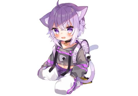 Animal Ears Blush Catgirl Collar Fang Hololive Hood Loli Navel Nekomata