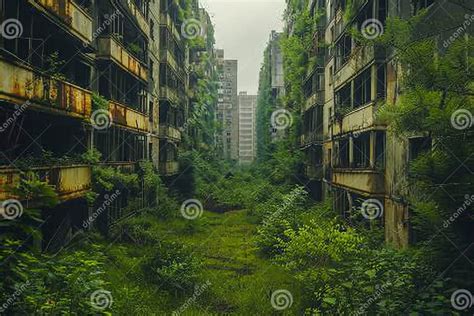 Abandoned Building Covered In Forest Vegetation An Abandoned City