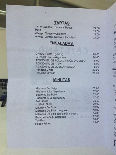 Menu At San Cayetano Restaurant Buenos Aires Estomba 2821