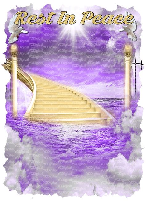 Heaven Purple Sky With Golden Stair Memorial Rest In Peace Background