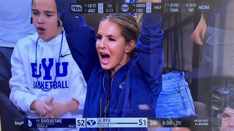 Photo Byu Coachs Wife Goes Viral During Ncaa Tournament