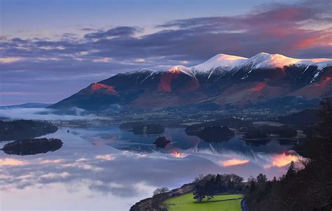 Wallpaper Snow England The Lake District Cumbria The View To