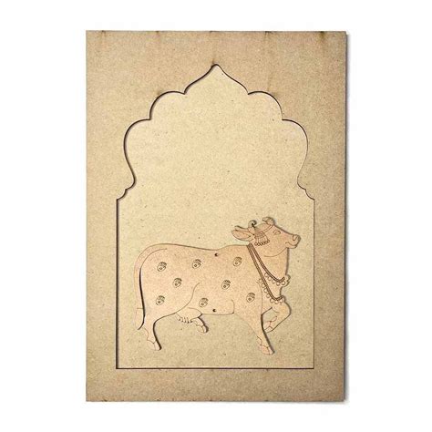 Buy Adikala Mdf Jharokha With Pichwai Cow Left Side Face Engraved