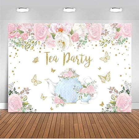 Amazon Let S Partea Backdrop For Girls Pink Floral Tea Birthday