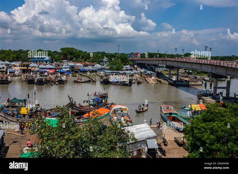 Aerial View Of The Alipur Fish Landing Station On The Bank Of Shibbaria