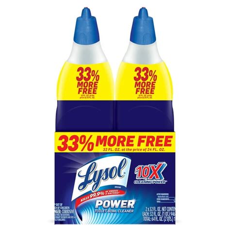 Lysol Power Toilet Bowl Cleaner 64oz 2x32oz 10x Cleaning Power