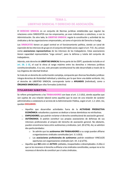 TEMA 1 Apuntes TEMA1 TEMA 1 LIBERTAD SINDICAL Y DERECHO DE